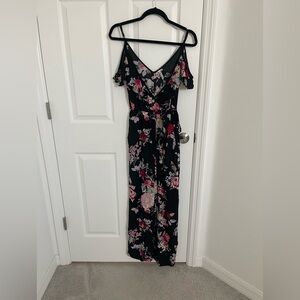 Xhilaration Black Floral Jumpsuit